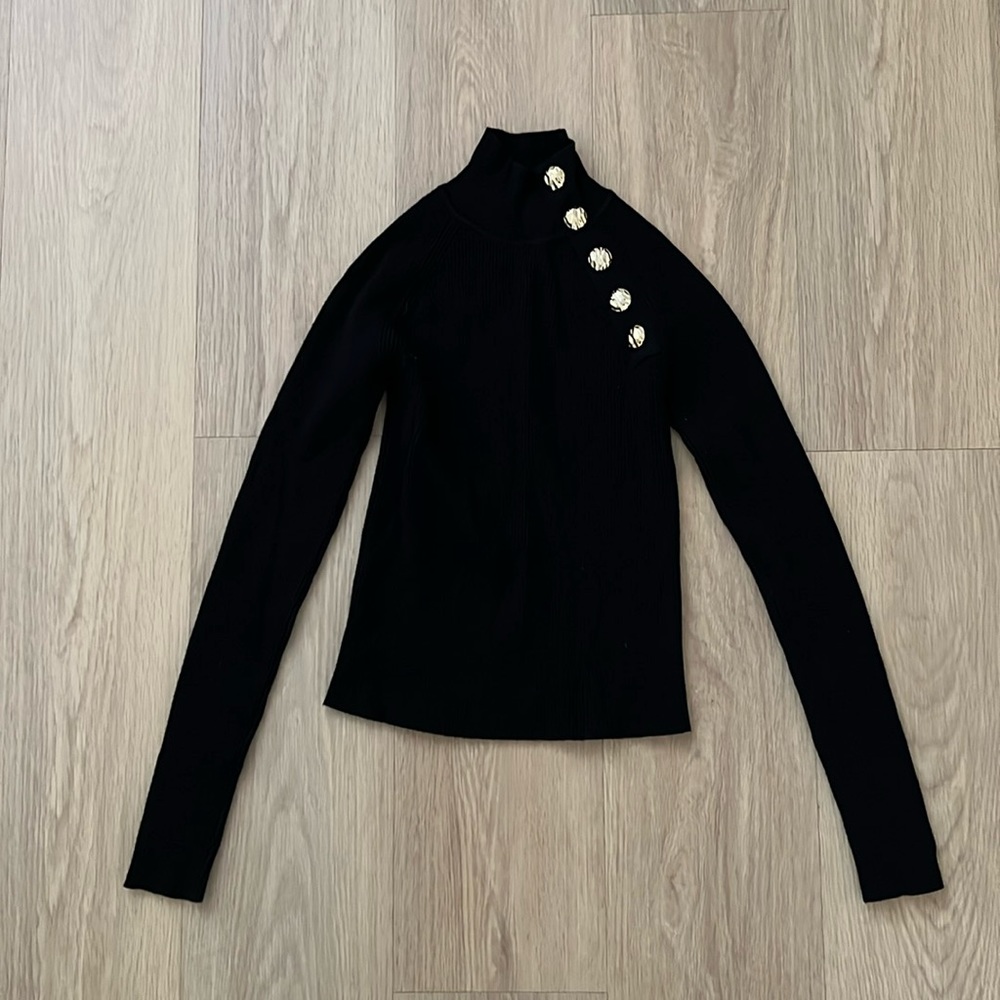 Zara Knit Turtleneck with Gold Buttons